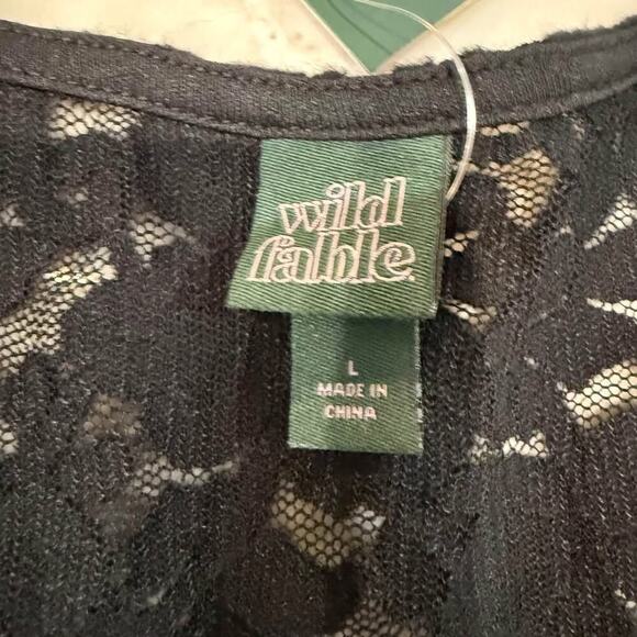 Wild Fable NWT Romantic Babydoll Lace Long Sleeve Mini Dress Womens Large Black - Picture 4 of 8